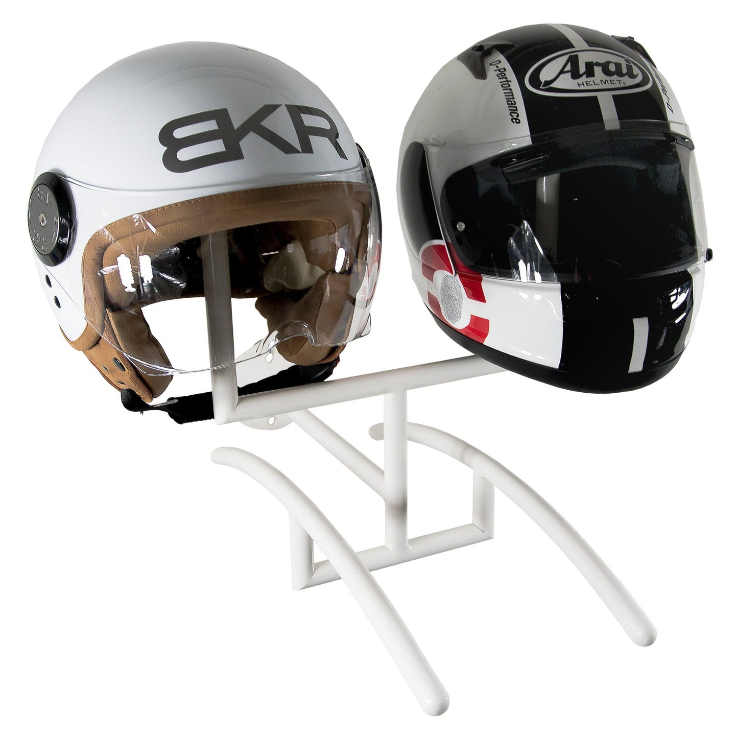 Bracky For Two Monolith: Porta doppio casco e doppia giacca/tuta da moto, bici o sci di design per interni, case e locali pubblici. Robusta struttura in acciaio al carbonio elettro-saldato, verniciata a polvere. Gancio appendi chiavi e kit con tasselli di fissaggio inclusi, fissaggio a muro facile. Colori: Bianco, Giallo, Rosso, Grigio, Nero. Dimensioni: Altezza 600mm x Larghezza 500mm Progettato e realizzato in Italia