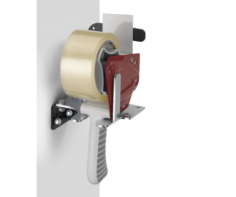 Supporto da parete per dispenser nastro adesivo TENDY 1.0 by Bracky con tendinastro su muro bianco